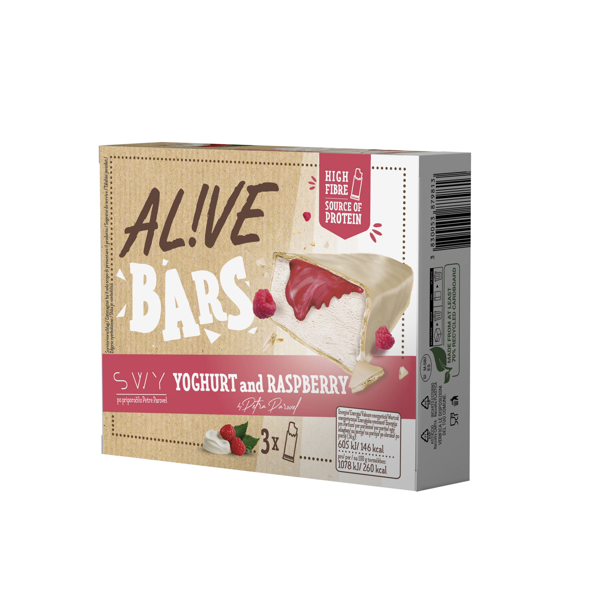 AL!VE Greek Style Yoghurt Raspberry Protein Bar Ice Cream 56g (3 Pcs)