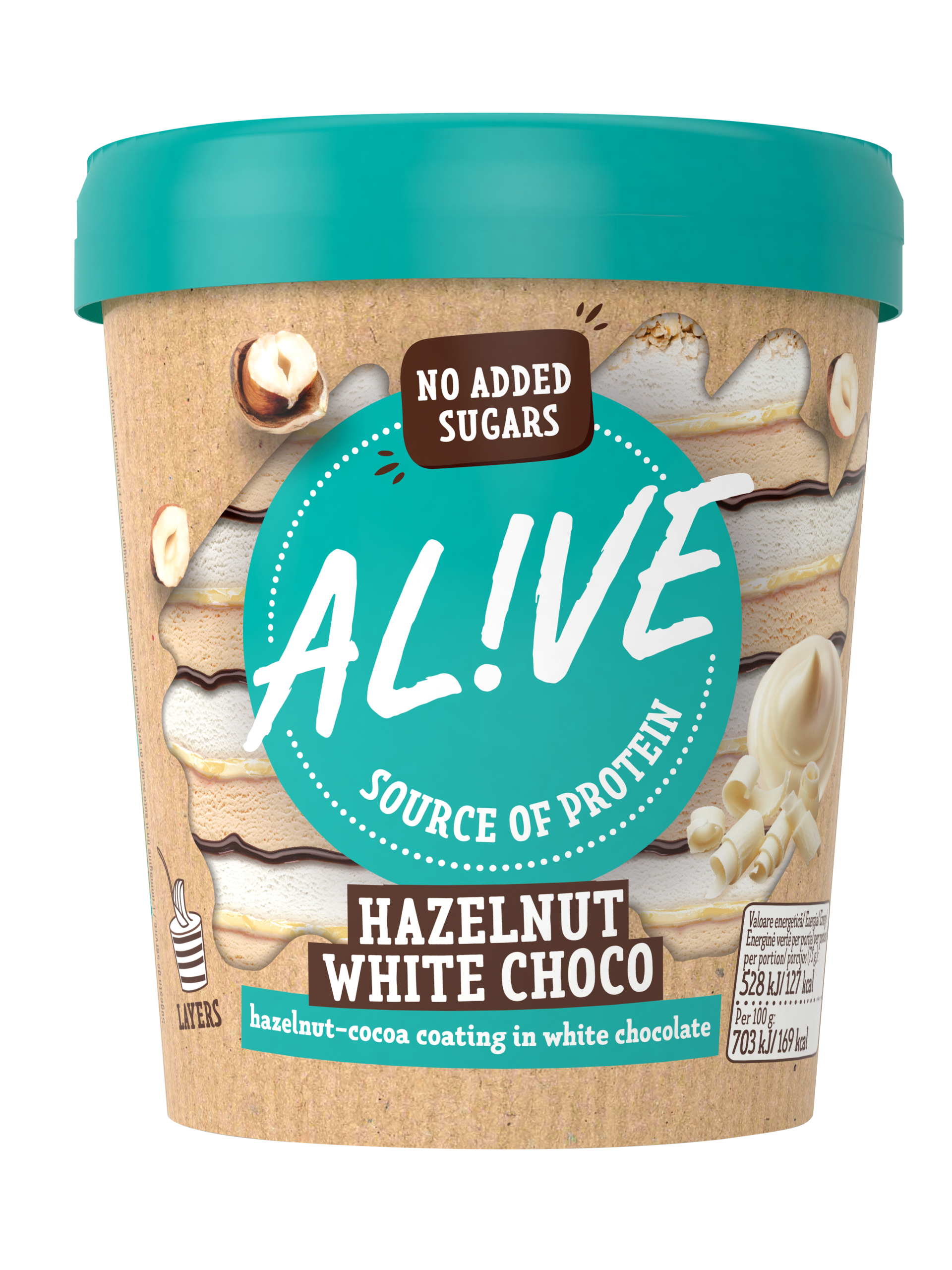 AL!VE White Chocolate & Hazelnut Protein Tub 480ml