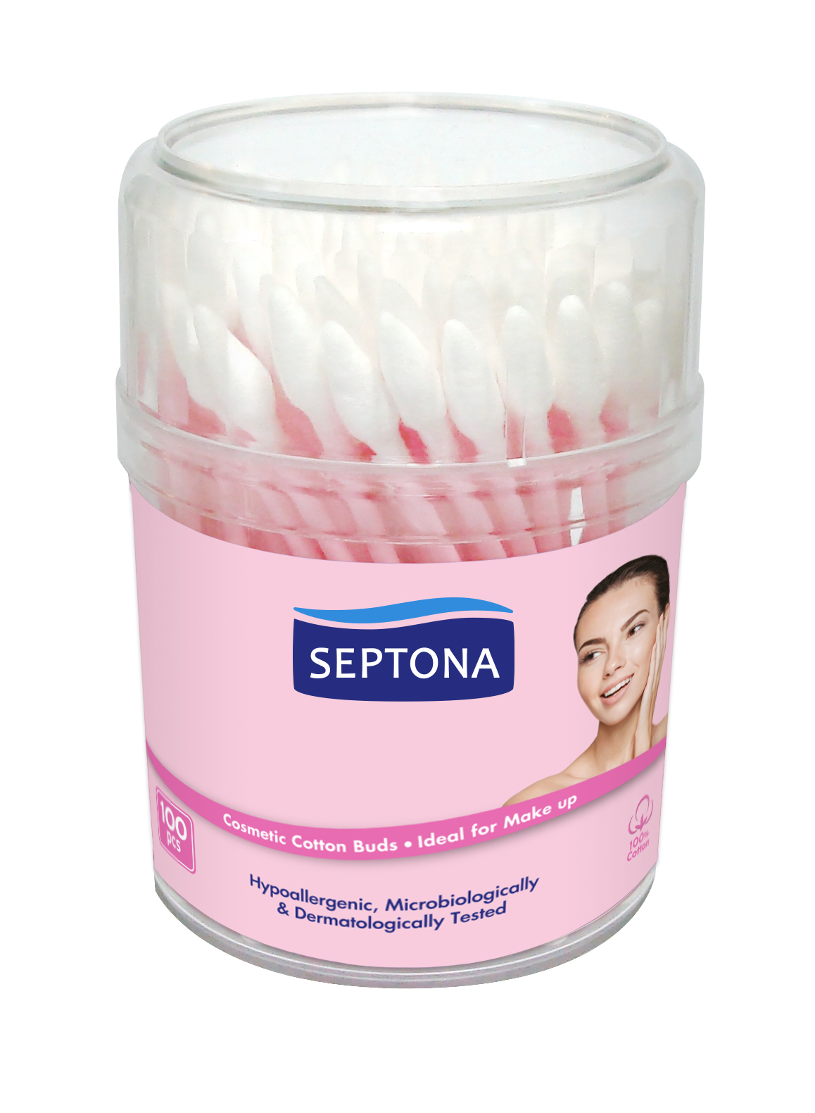 SEPTONA Cosmetic Cotton Buds Round Drum 100pcs