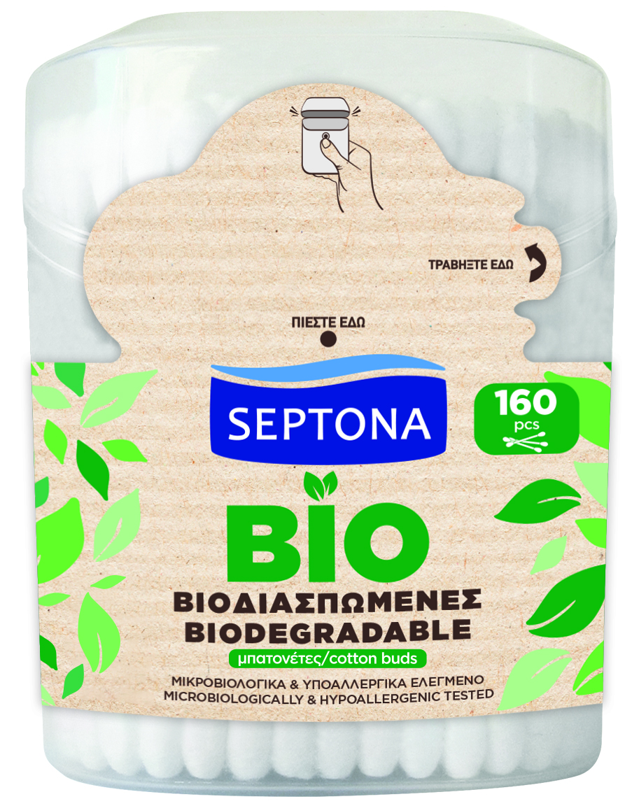 SEPTONA Cotton Buds BIODEGRADABLE Dispenser 160pcs