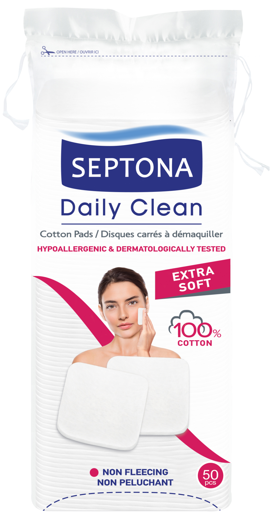SEPTONA Daily Clean Cotton Pads Square 50