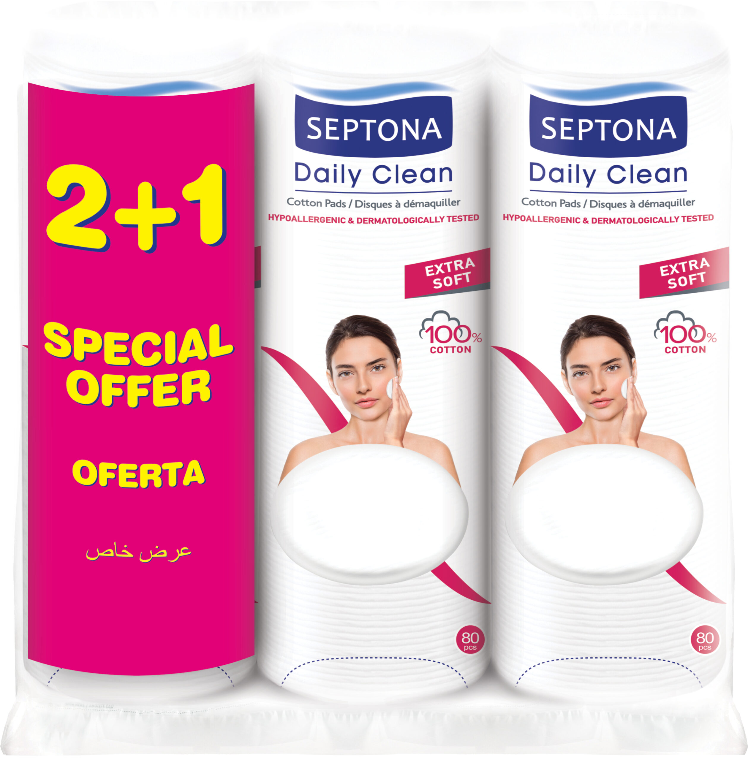 SEPTONA Cotton Pads Round 80pcs (2+1) Promo