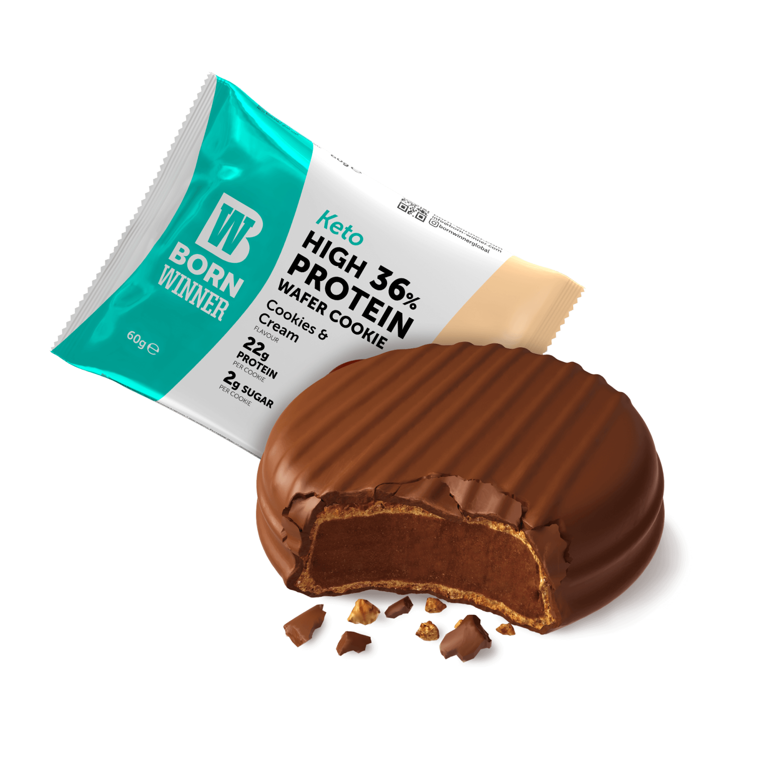 BW Wafer Cookie KETO Cookies n Cream Flavour with Sweetener 60g