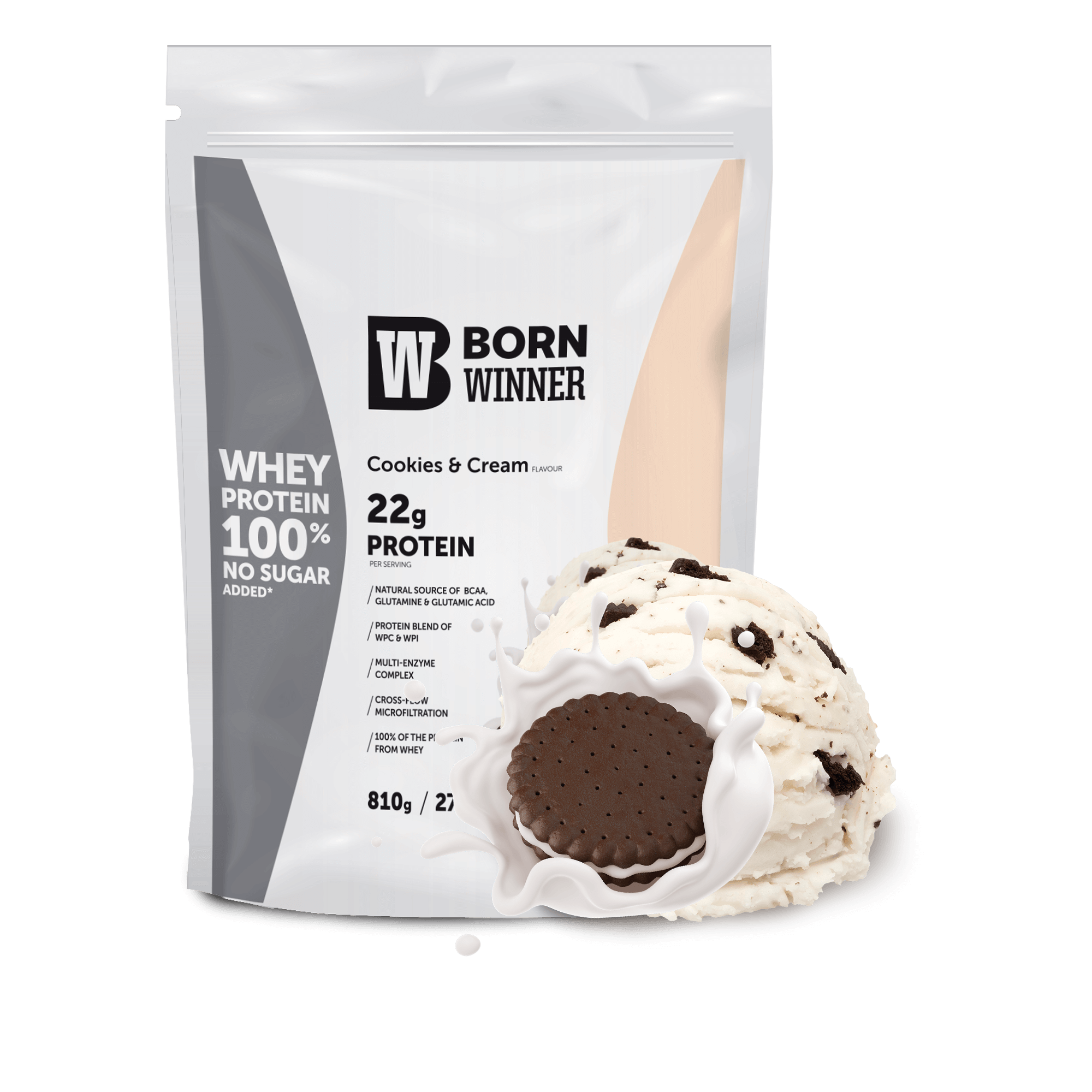 BW Whey Protein Doypack 810g Cookies n Cream Flavour with Sweetener