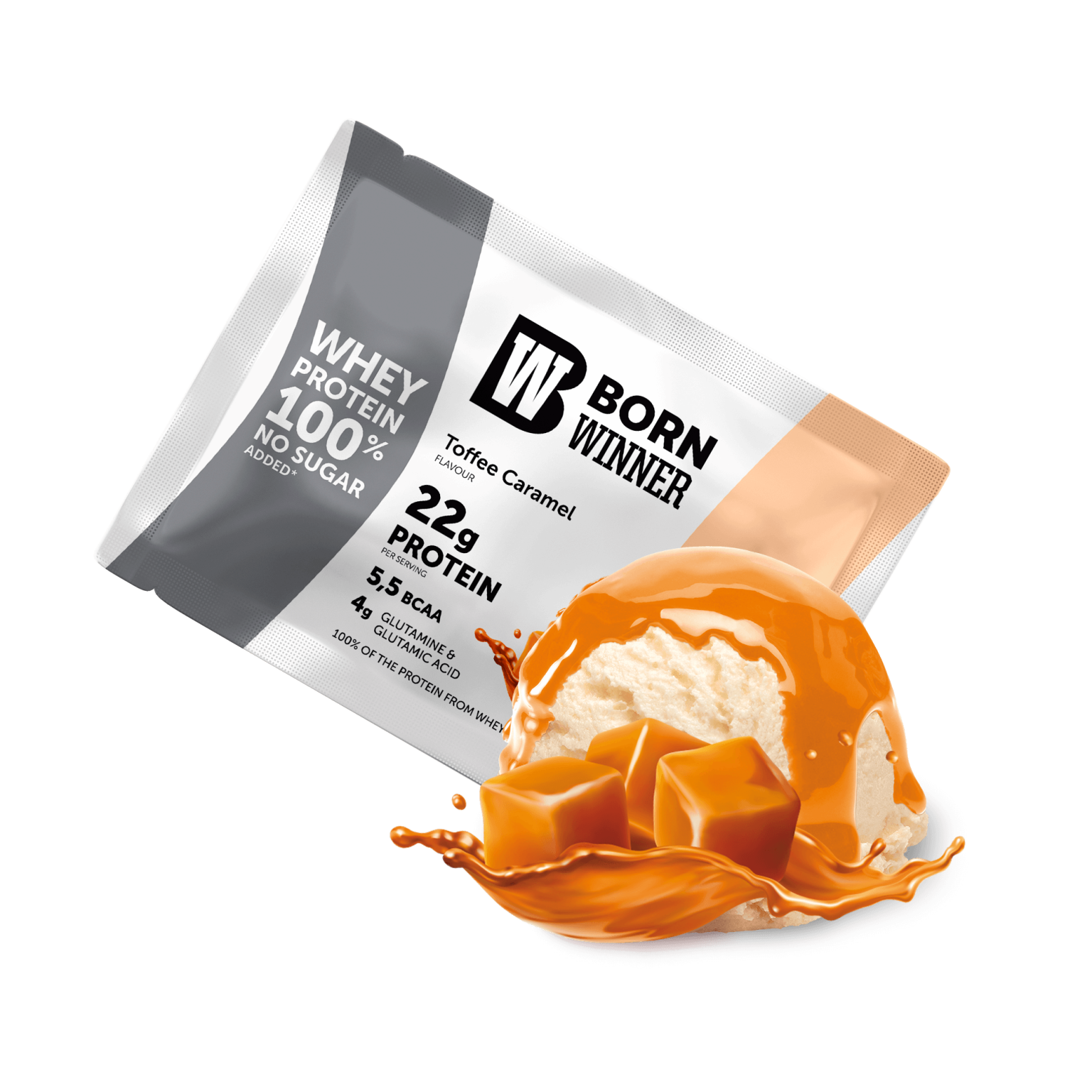 BW Whey Protein Sachet 30g Toffee Caramel Flavour with Sweetener